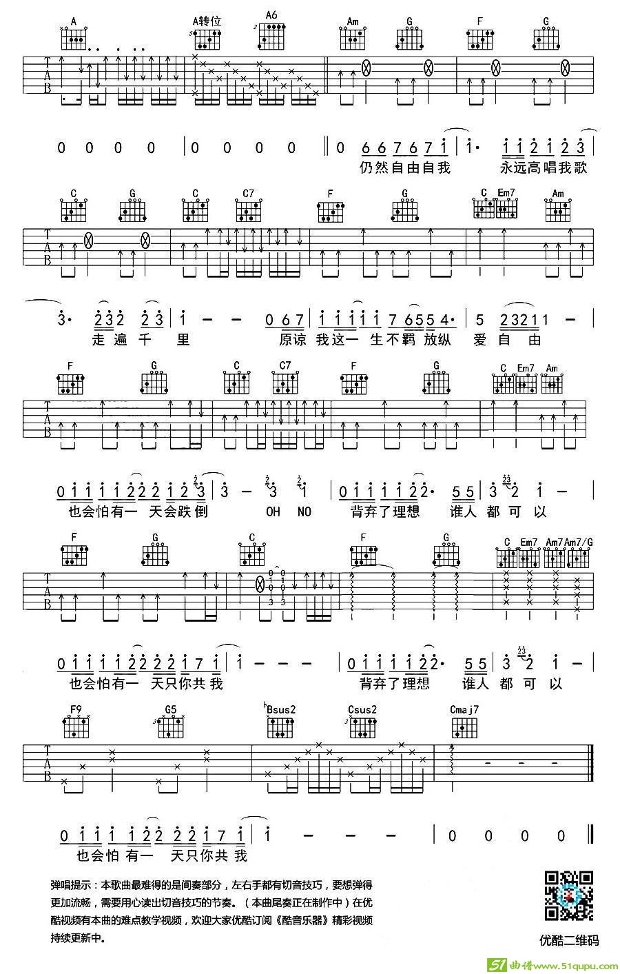 海阔天空（黄家驹词曲、小伟编配版）吉他谱