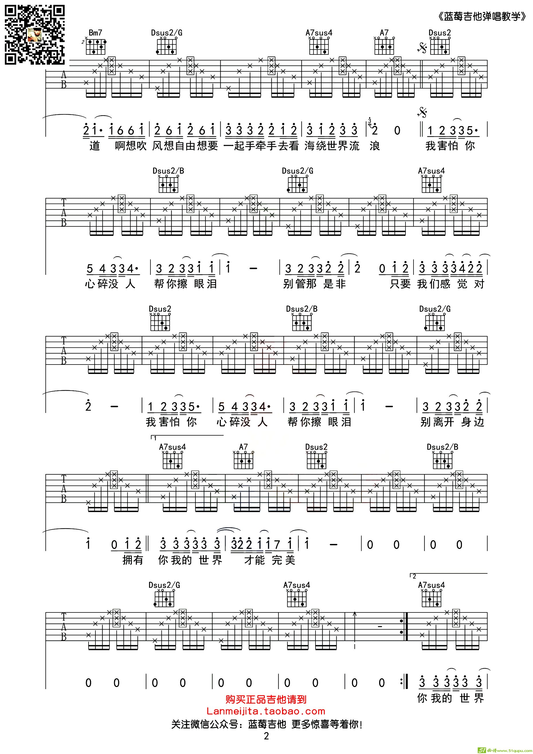 暗号（D调蓝莓吉他弹唱教学版）吉他谱