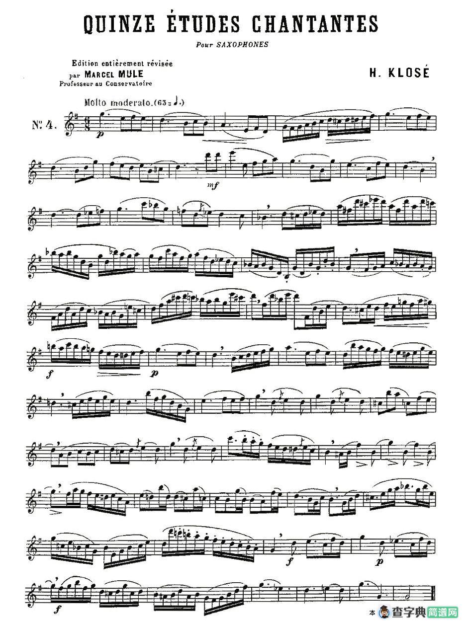 Klose Etudes Chantantes Pour Saxophone（练习曲之四）