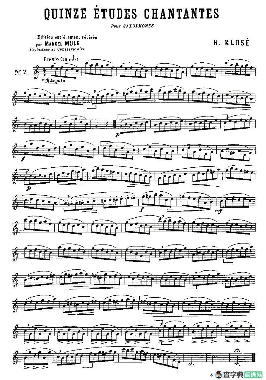 Klose Etudes Chantantes Pour Saxophone（练习曲之二）