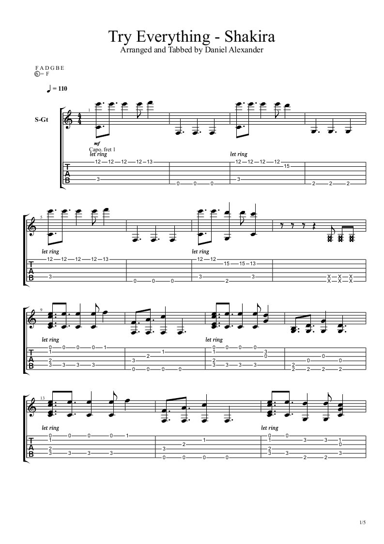 Try Everything(吉他谱)