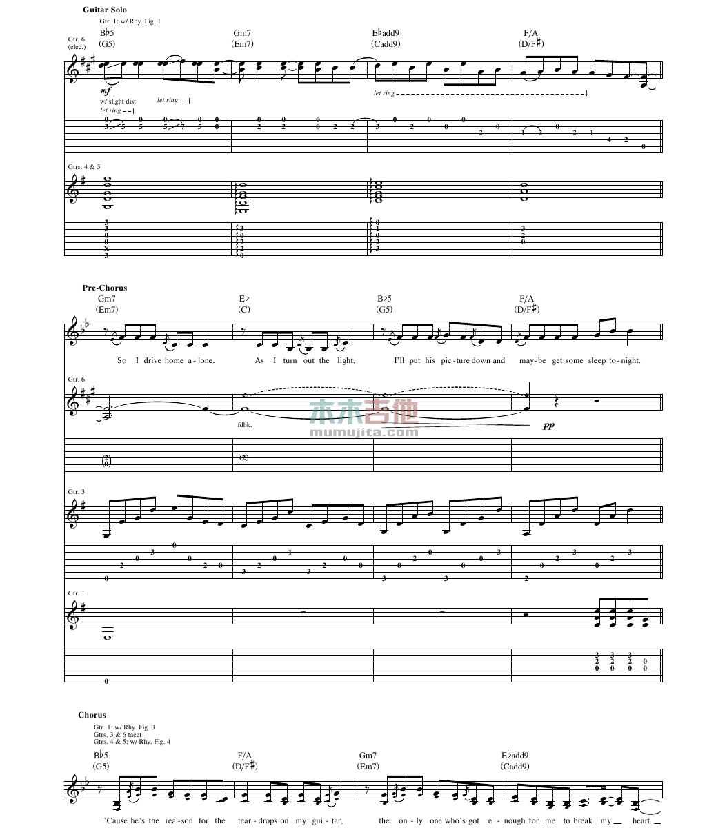 Teardrops on My Guitar(吉他谱)