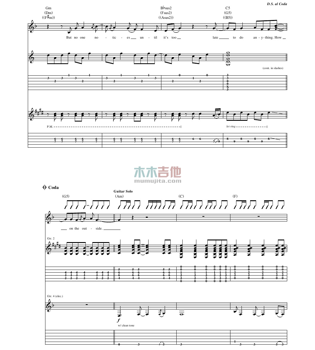 The Outside(吉他谱)