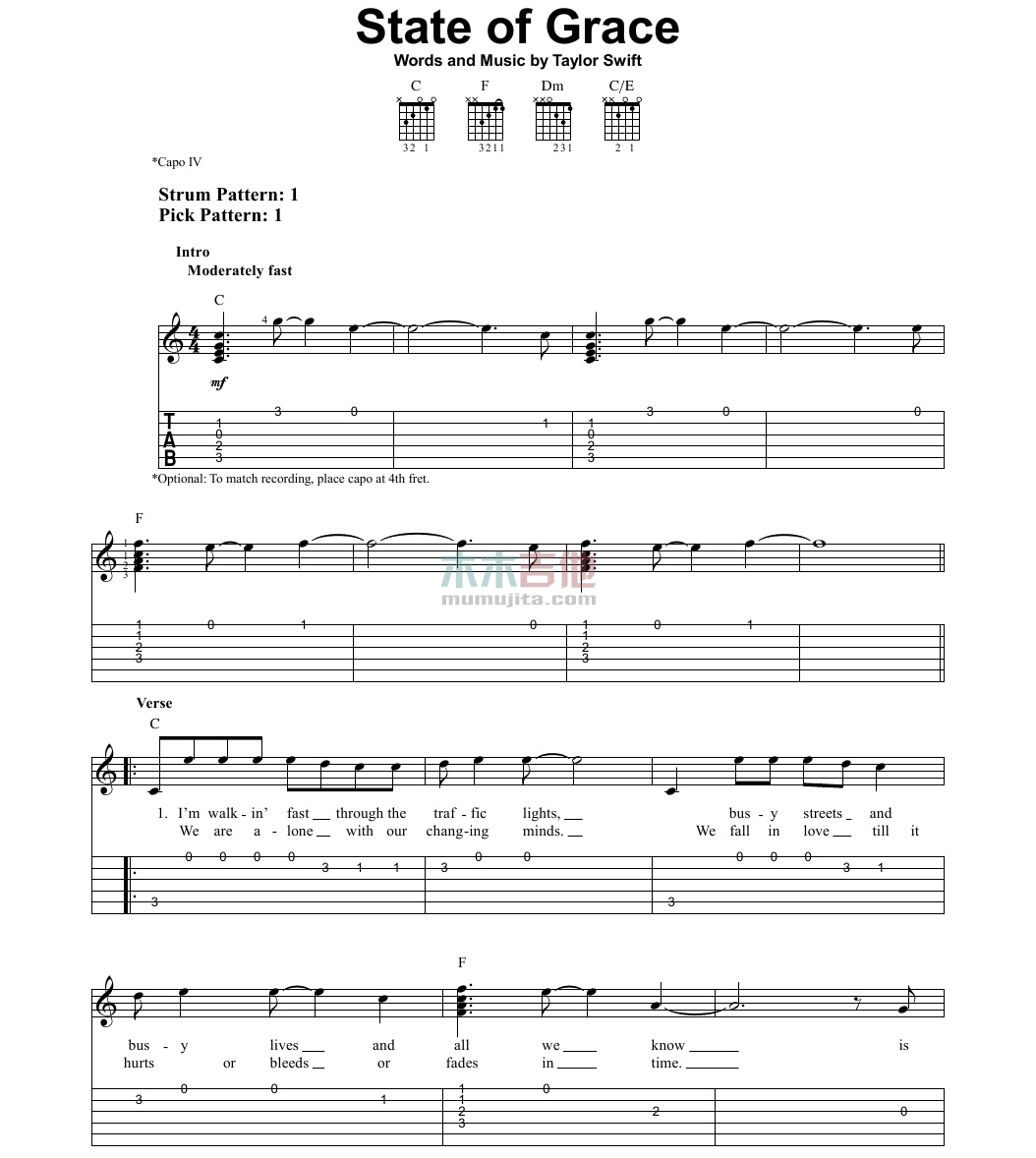 State of Grace(吉他谱)