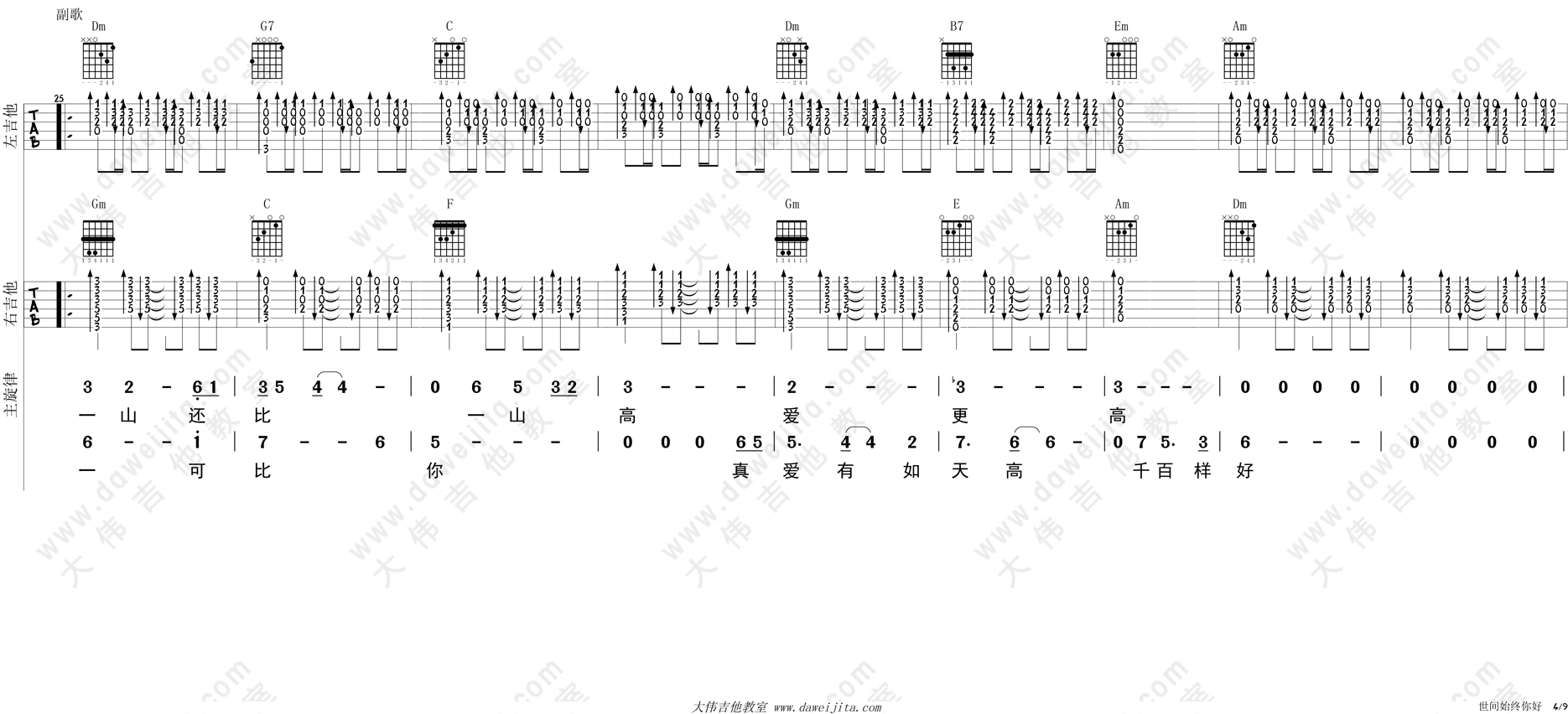 世间始终你好(大伟)(吉他谱)