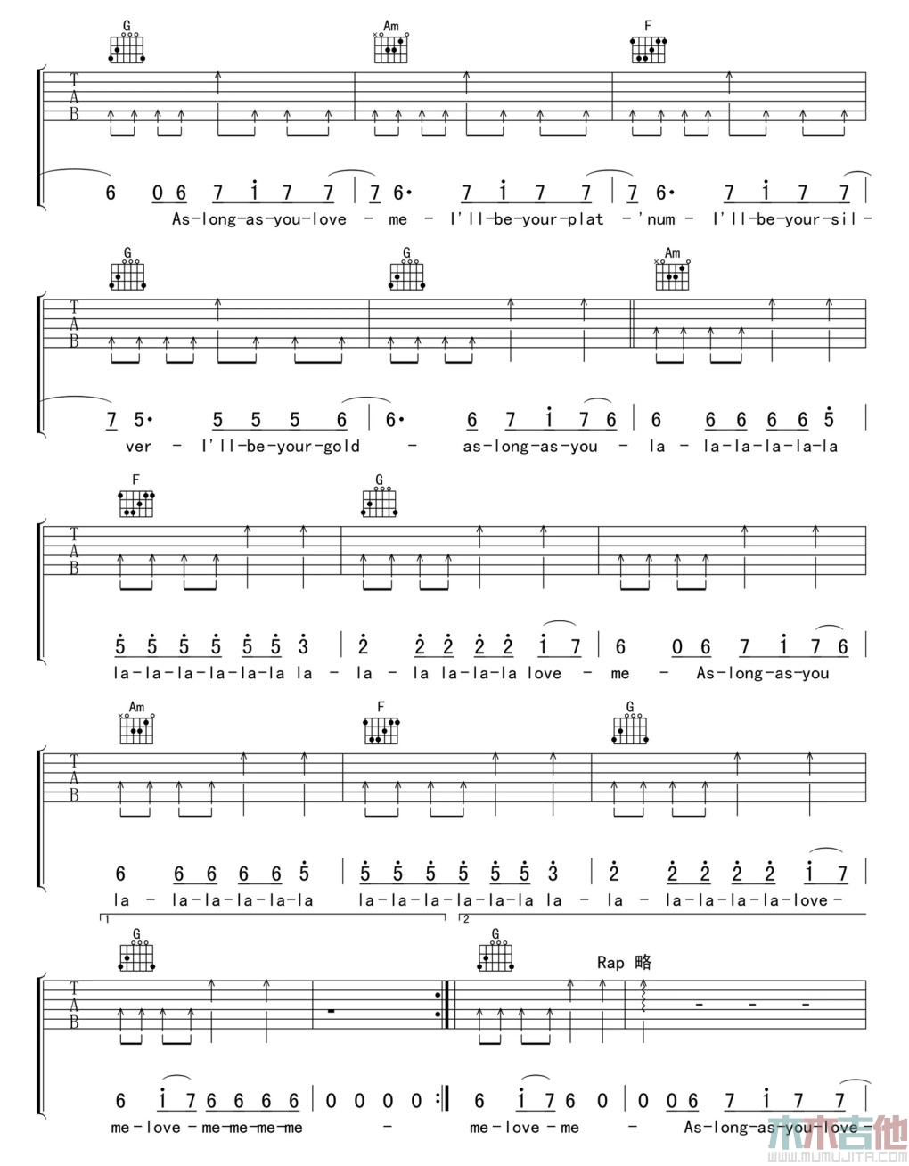As long as you love me(吉他谱)