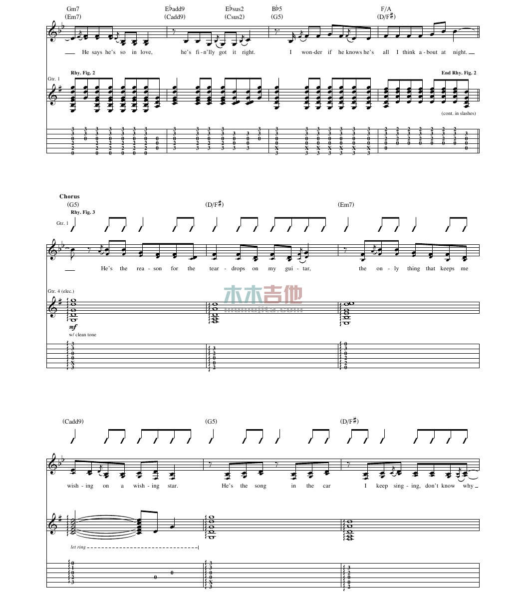 Teardrops on My Guitar(吉他谱)