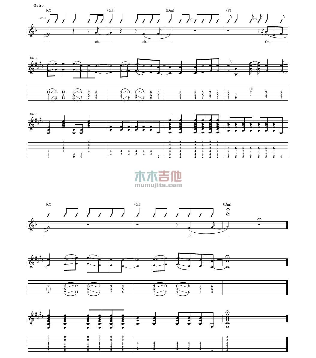The Outside(吉他谱)