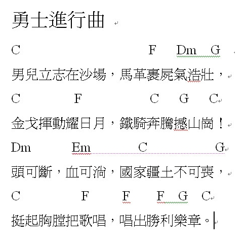 勇士进行曲(马叔叔)(吉他谱)