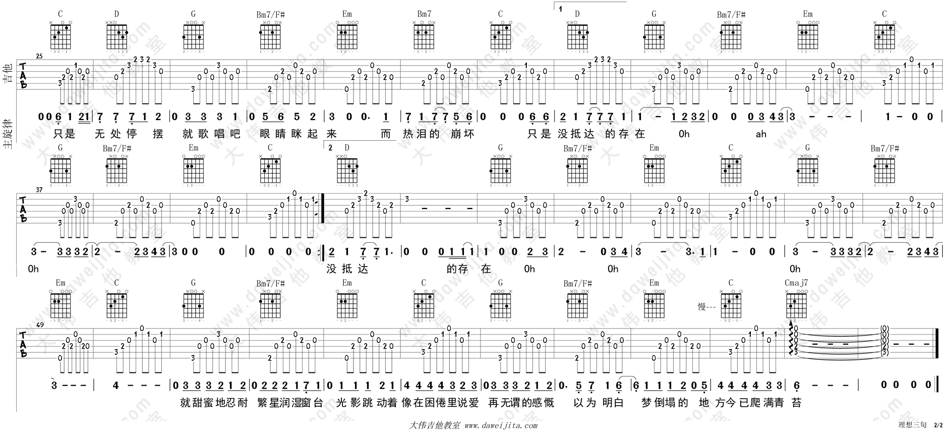 理想三旬(大伟)(吉他谱)