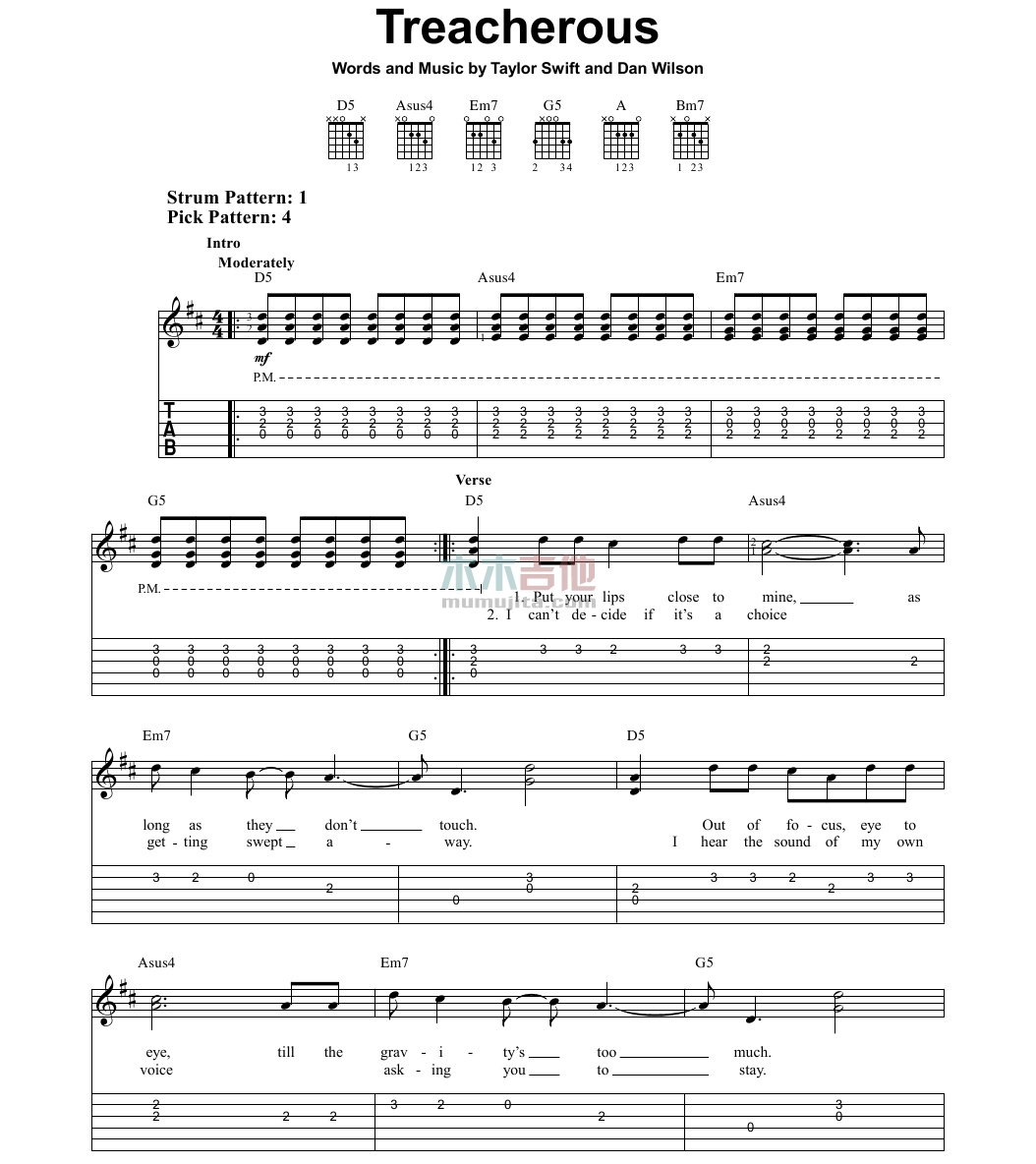 Treacherous(吉他谱)