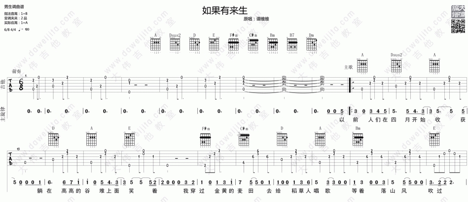 如果有来生(大伟)(吉他谱)