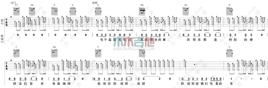 咱们屯里的人(粤语版)(大伟)(吉他谱)