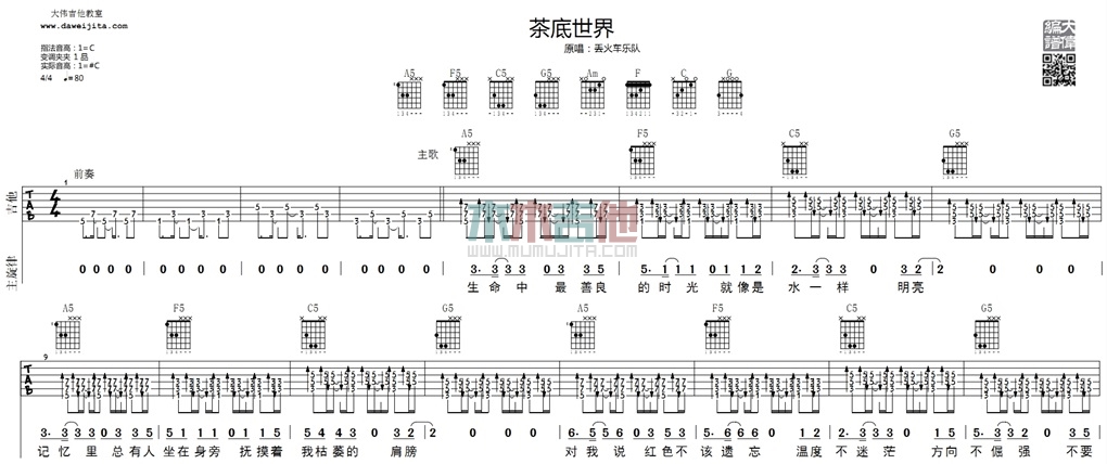 茶底世界(大伟)(吉他谱)