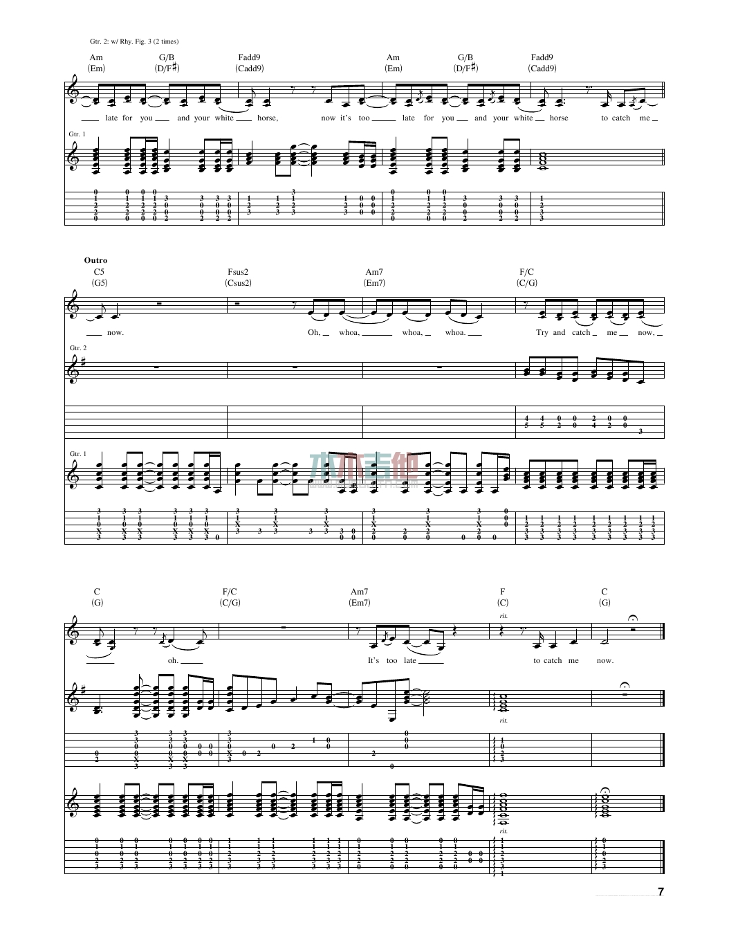 White Horse(吉他谱)