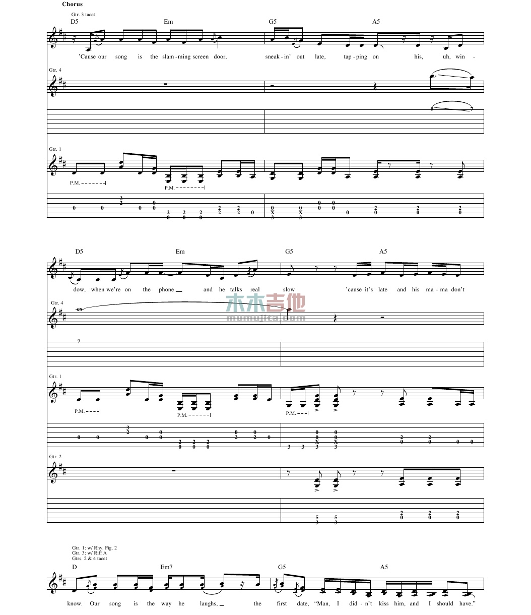 Our Song(吉他谱)