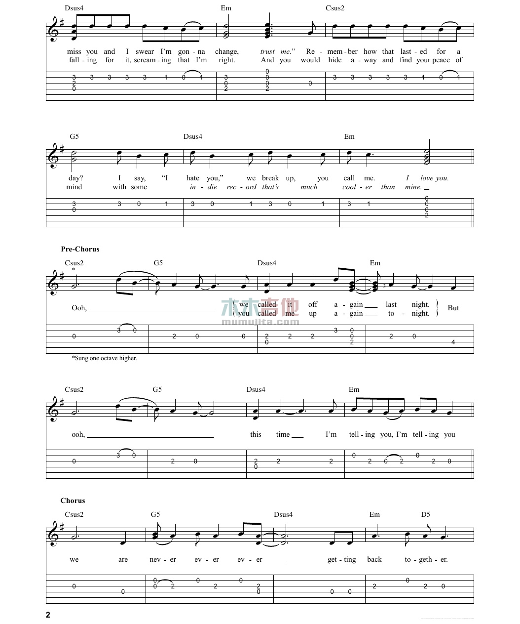 We Are Never Ever Getting Back Together(吉他谱)