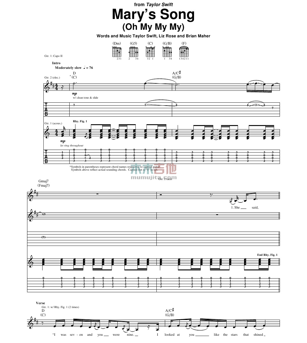 Mary s Song(吉他谱)