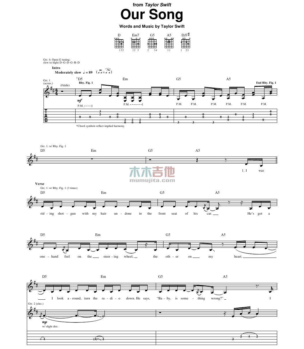 Our Song(吉他谱)