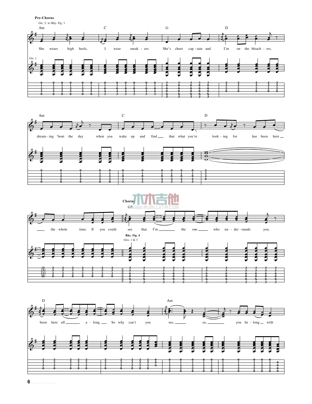 You Belong with Me(吉他谱)