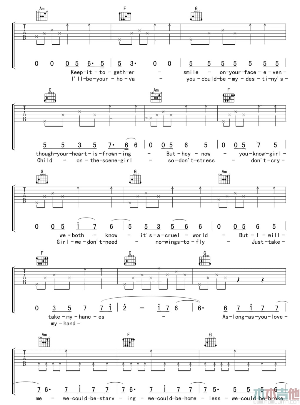 As long as you love me(吉他谱)