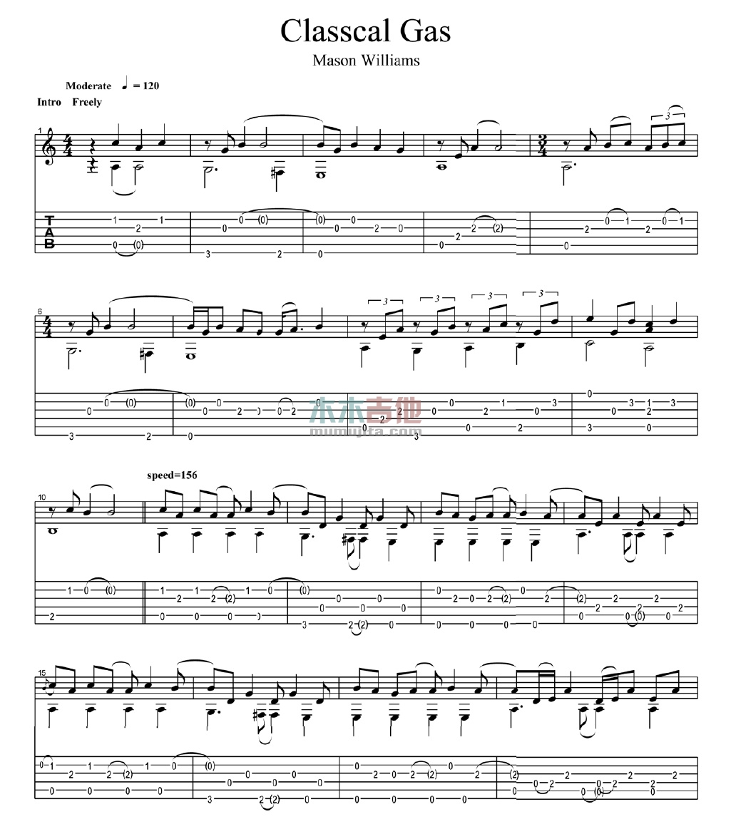 Classical Gas(指弹)(吉他谱)