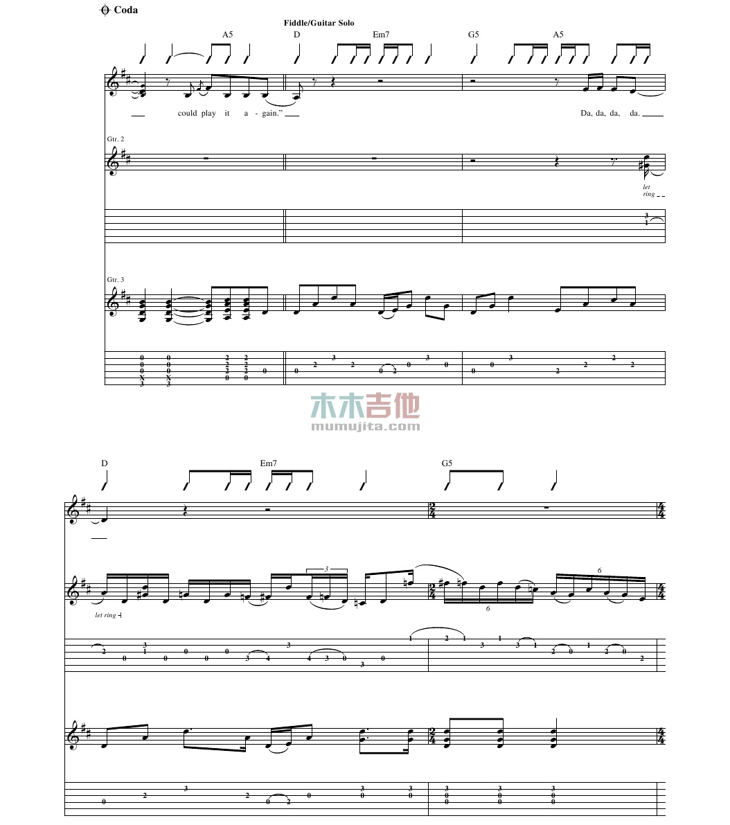 Our Song(吉他谱)