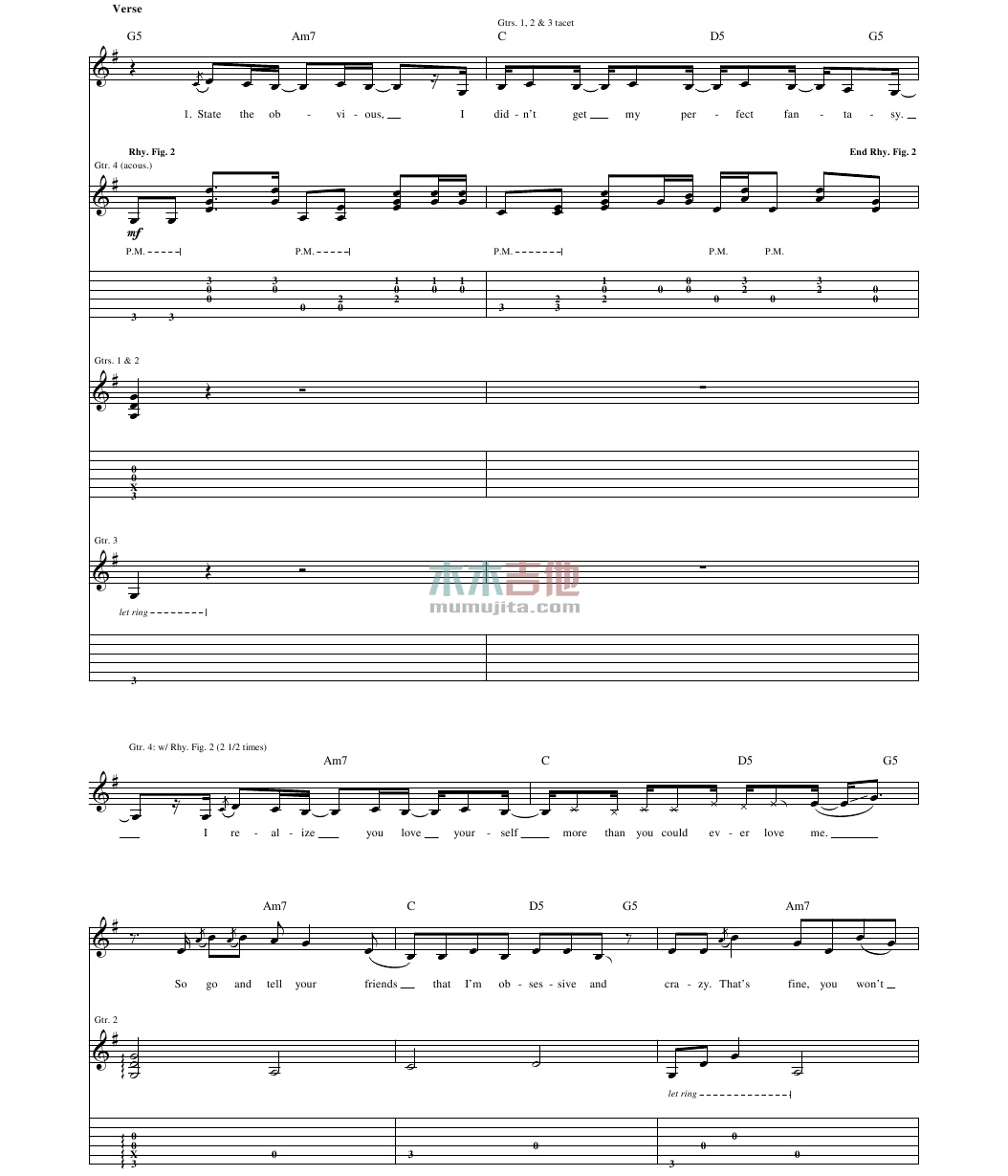 Picture to Burn(吉他谱)