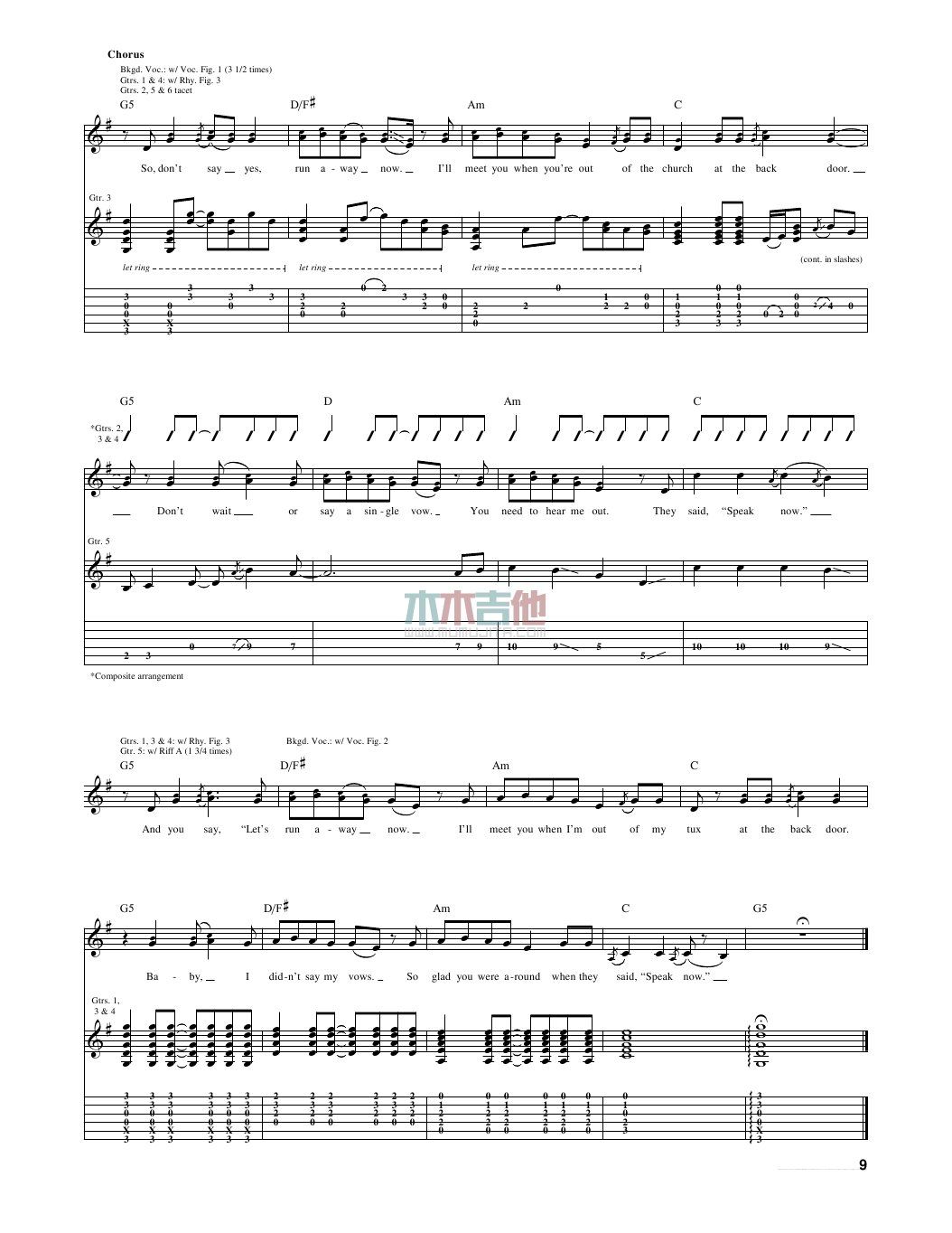 Speak Now(吉他谱)