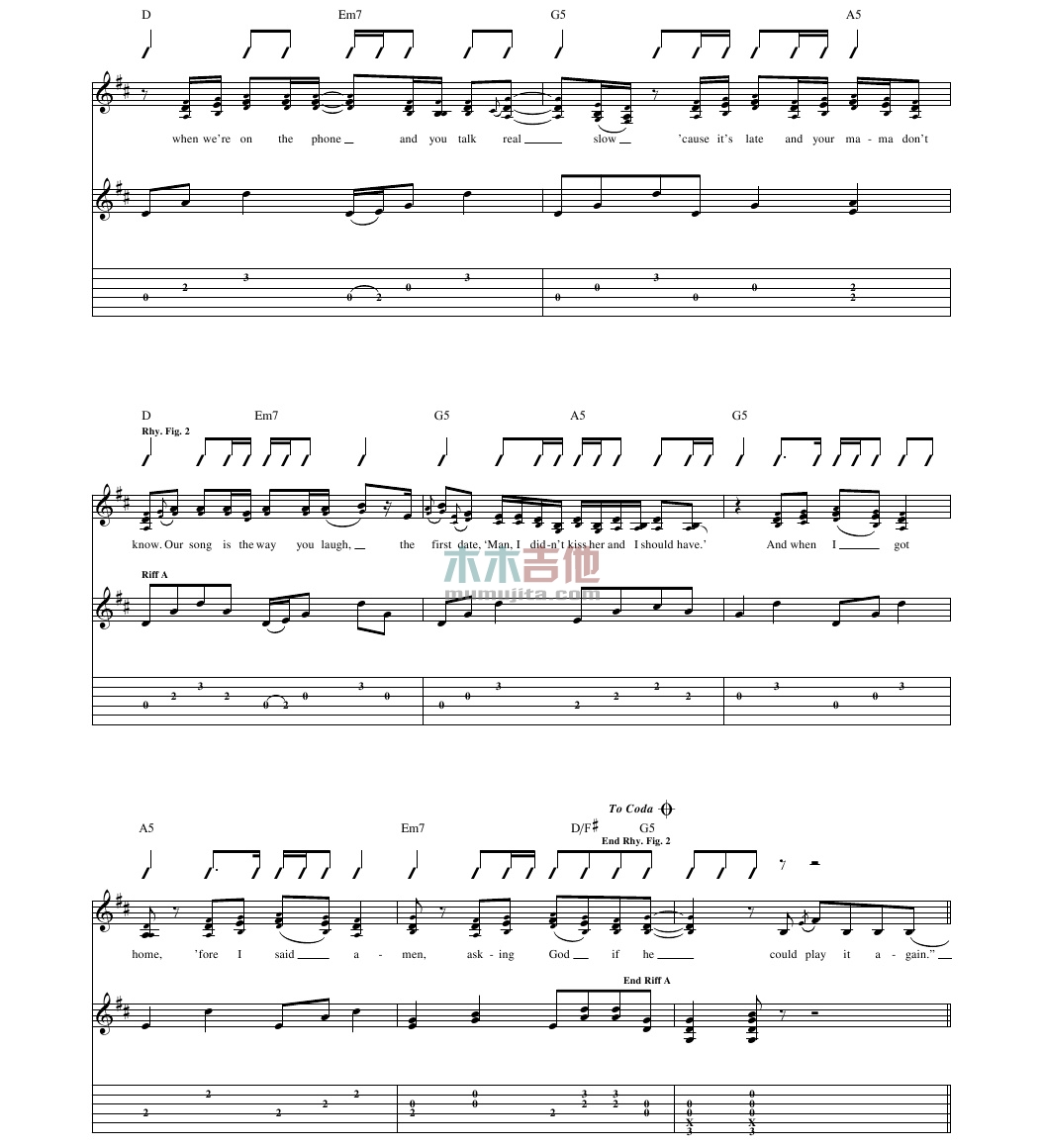 Our Song(吉他谱)