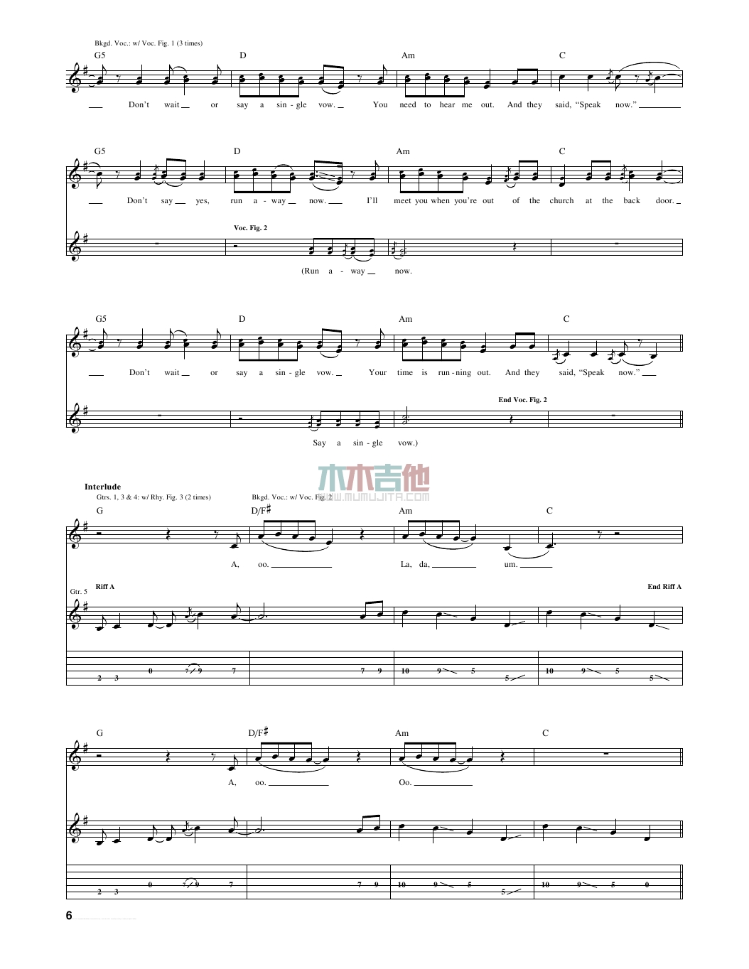 Speak Now(吉他谱)