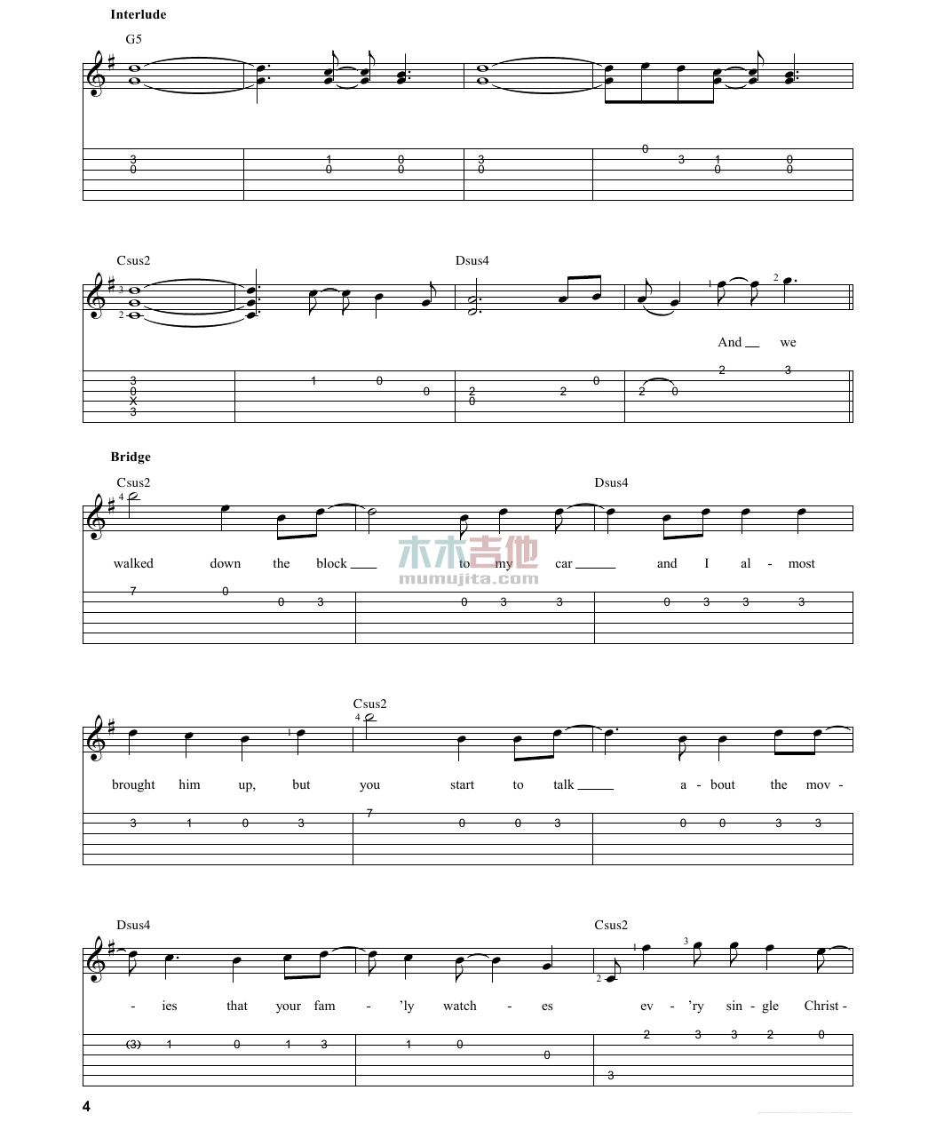 Begin Again(吉他谱)