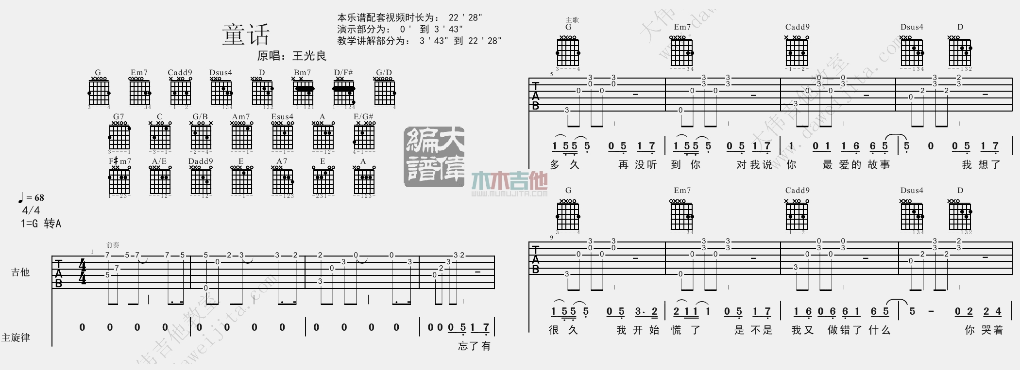 童话(大伟)(吉他谱)