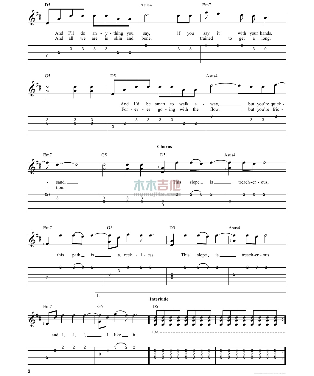 Treacherous(吉他谱)