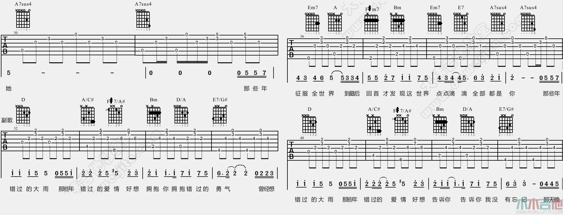 那些年(大伟)(吉他谱)