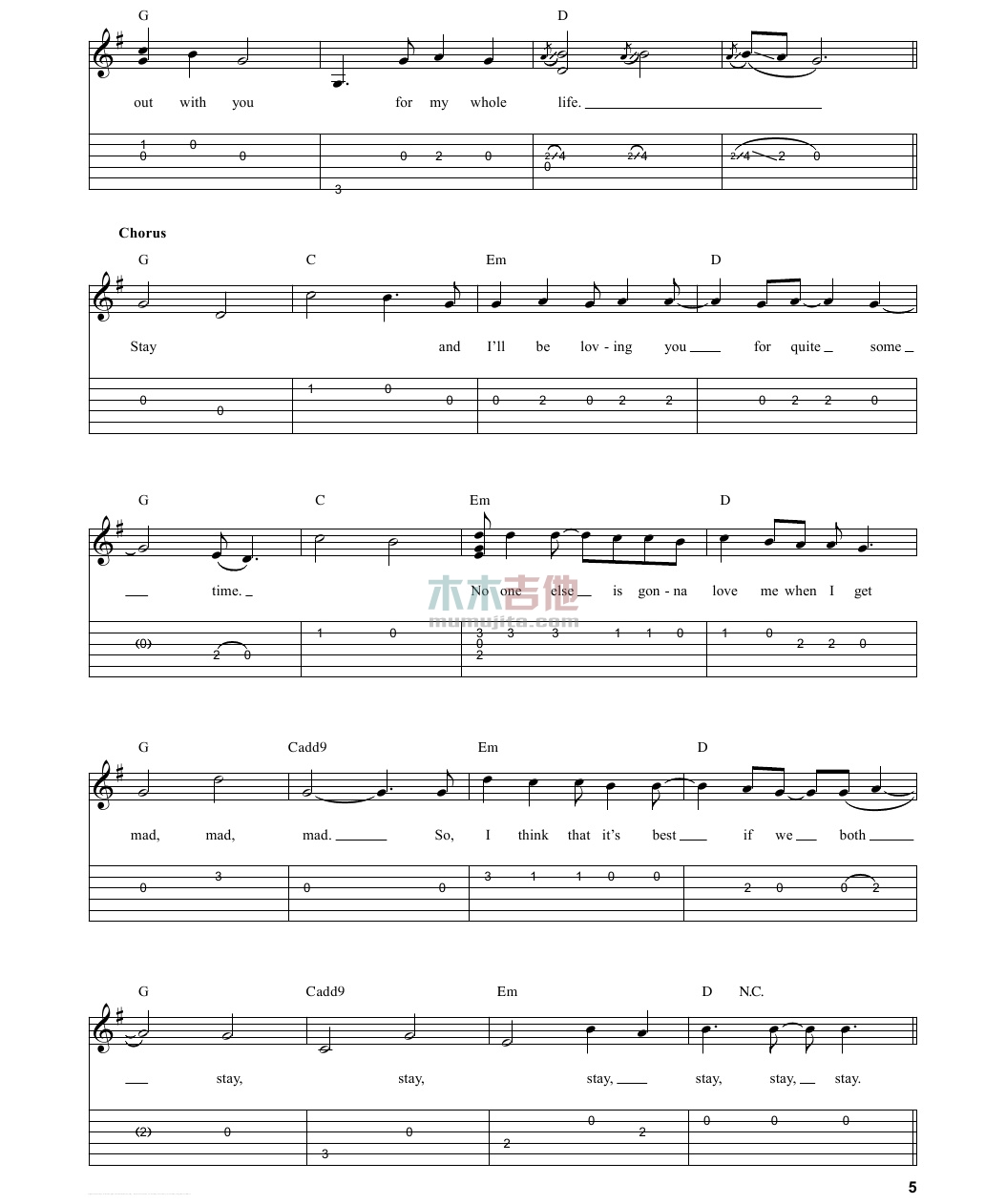 Stay Stay Stay(吉他谱)