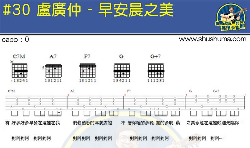 早安晨之美(马叔叔)(吉他谱)