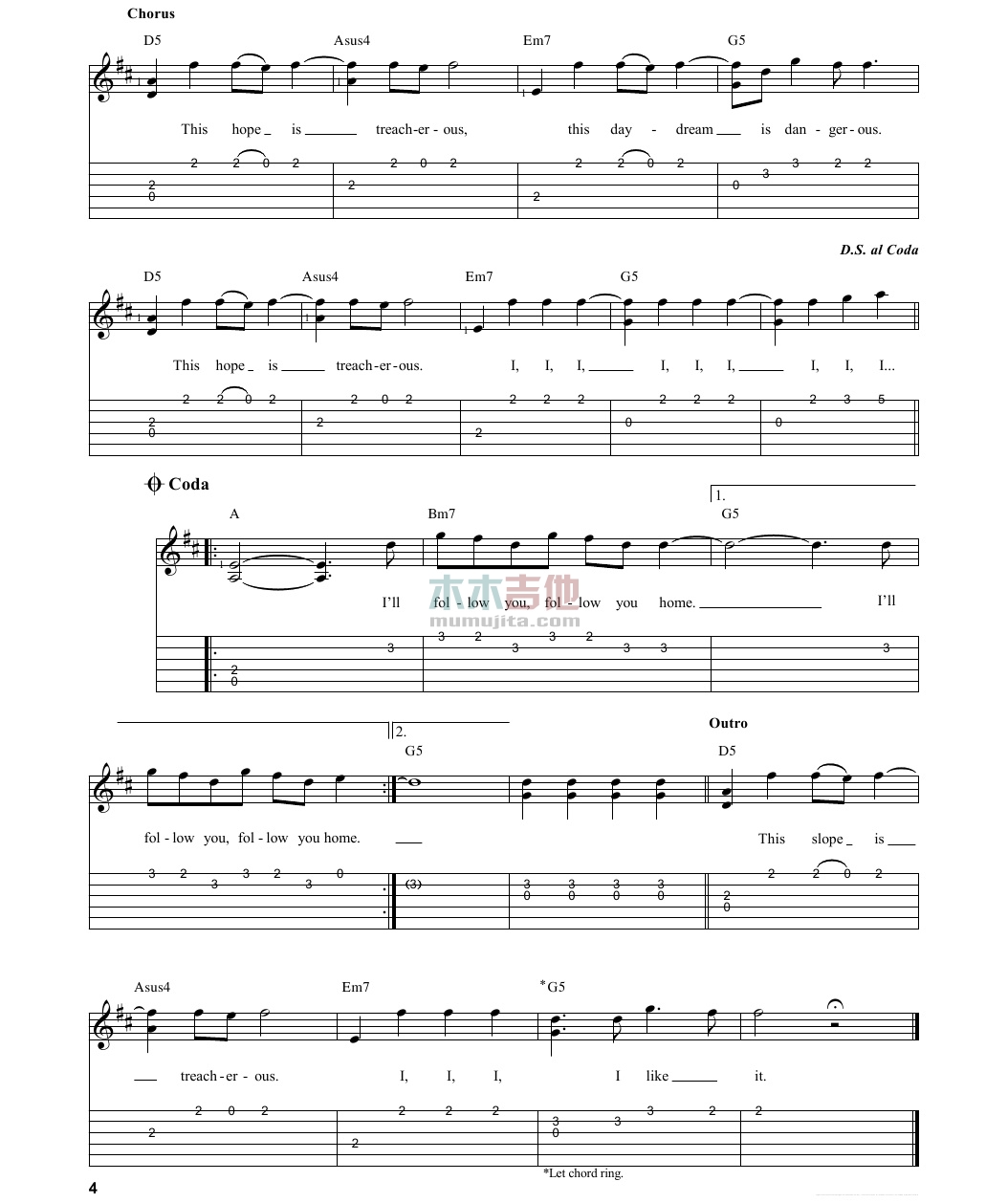 Treacherous(吉他谱)