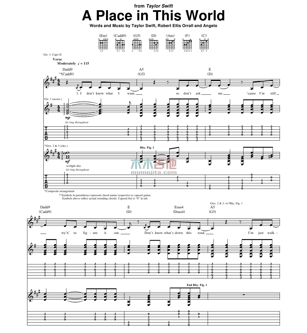 A Place in This World(吉他谱)