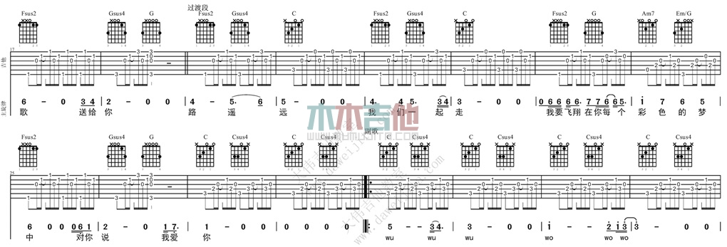 不再让你孤单(大伟)(吉他谱)