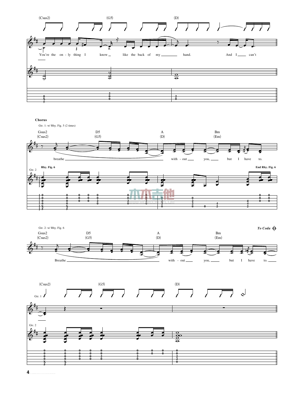 Breathe(吉他谱)
