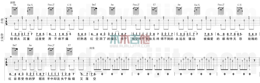 红玫瑰(大伟)(吉他谱)