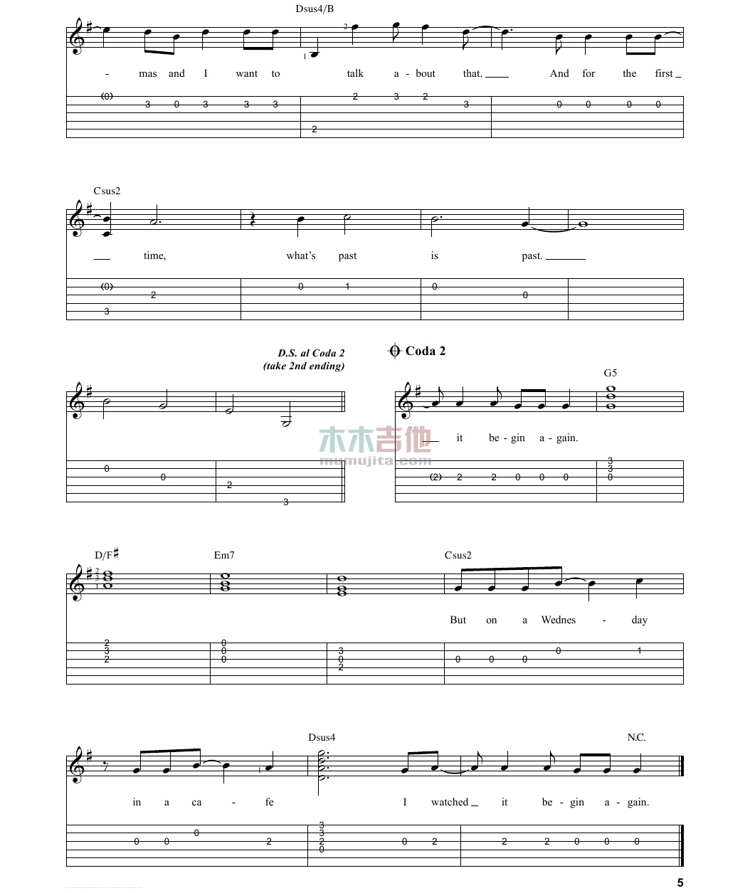 Begin Again(吉他谱)