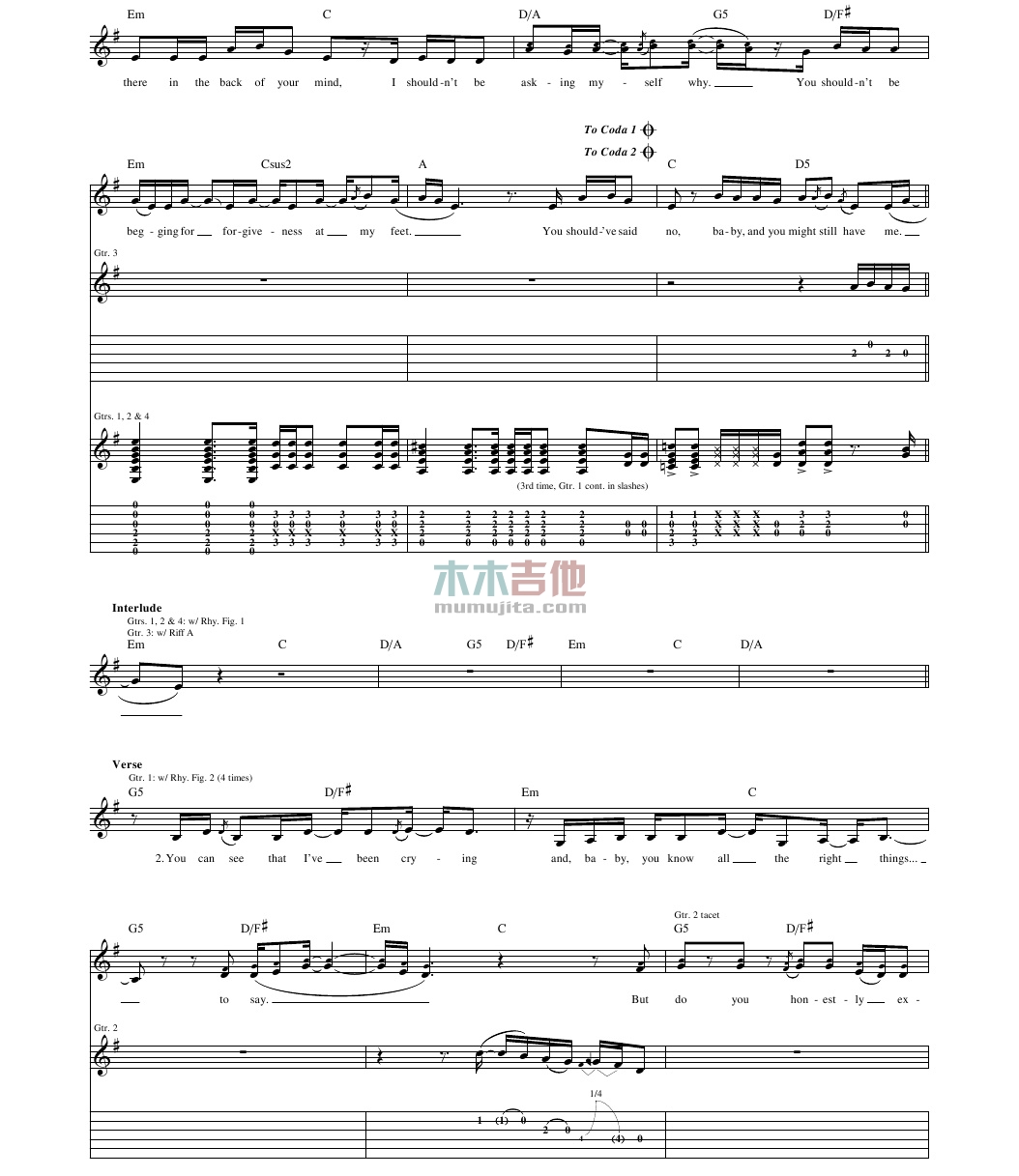 Should ve Said No(吉他谱)