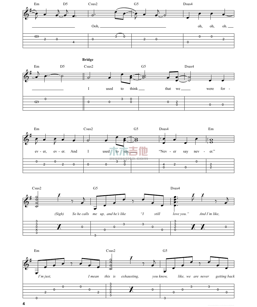 We Are Never Ever Getting Back Together(吉他谱)