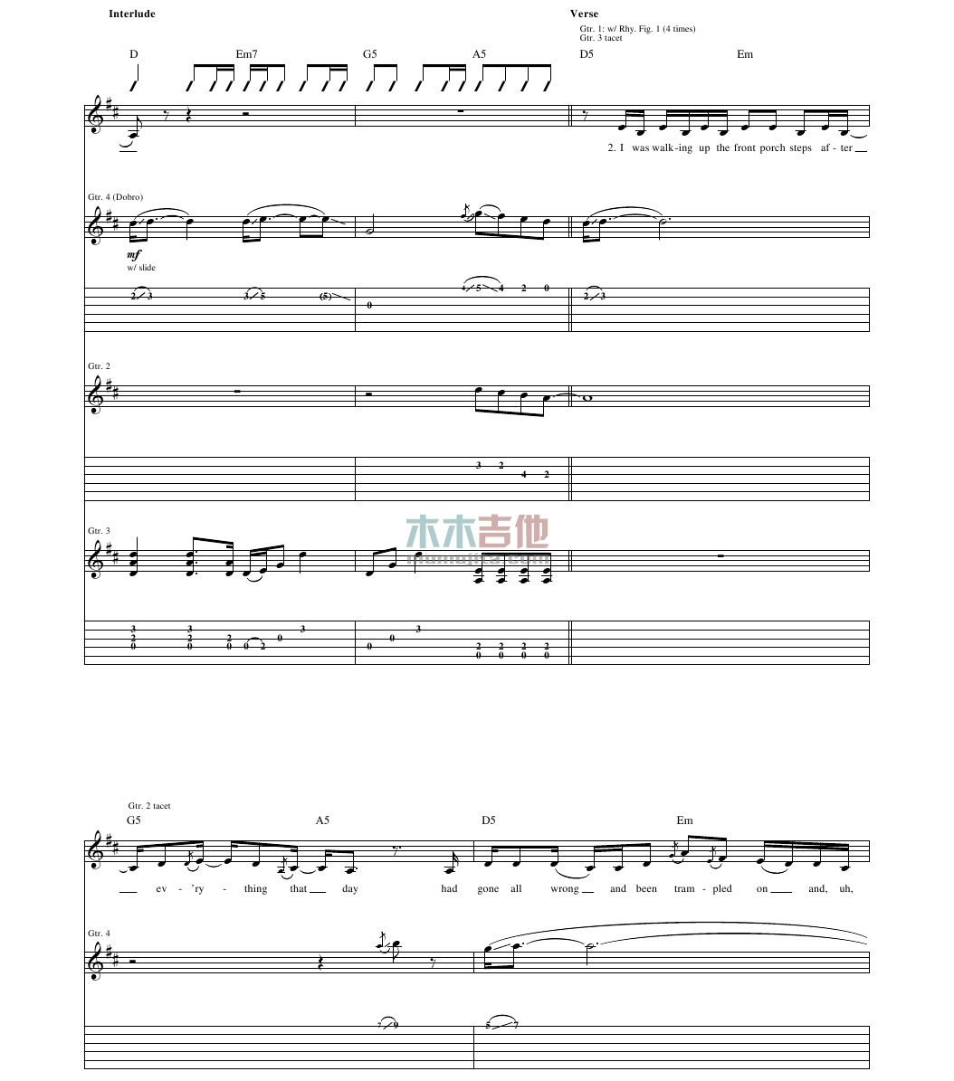 Our Song(吉他谱)