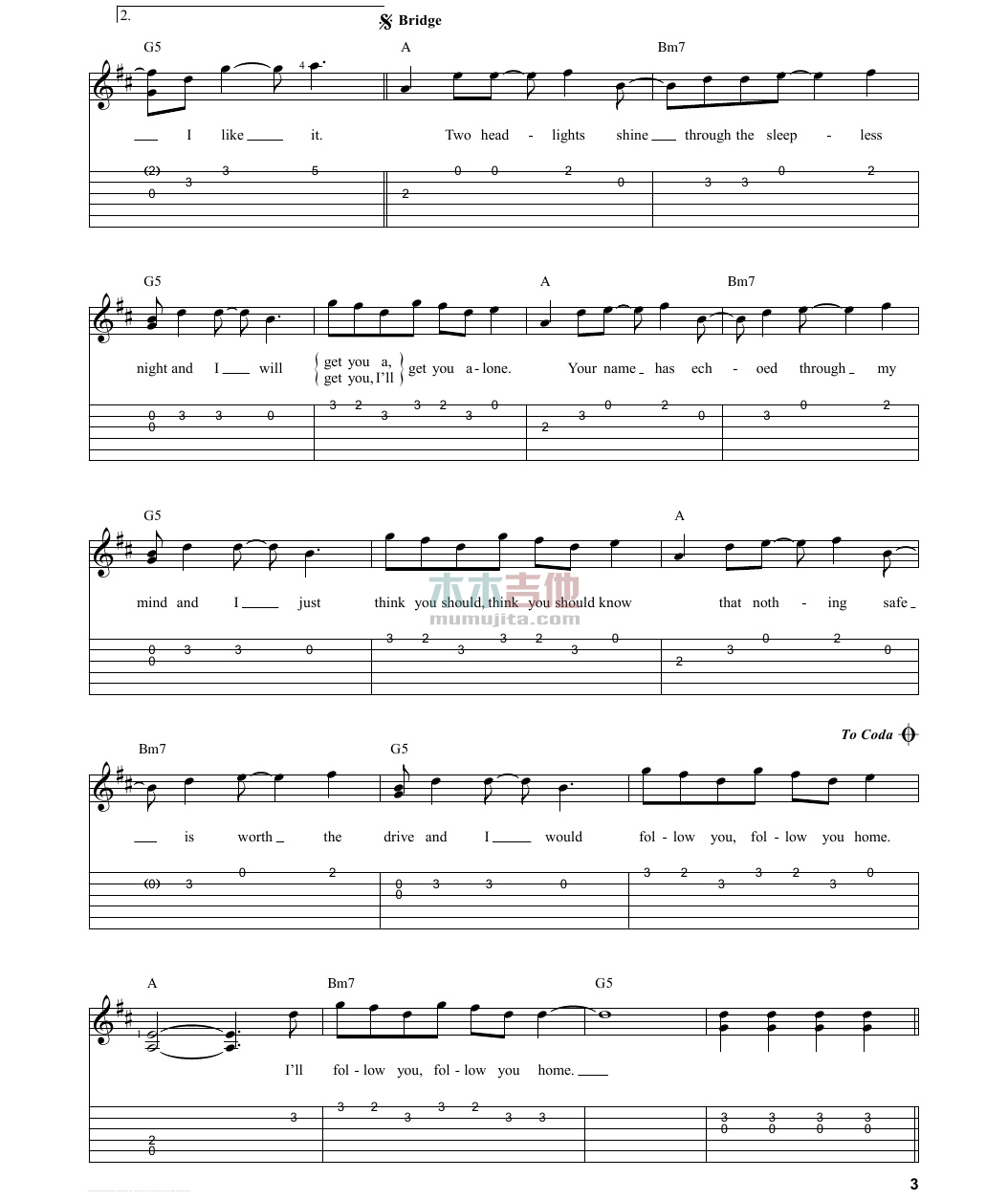 Treacherous(吉他谱)