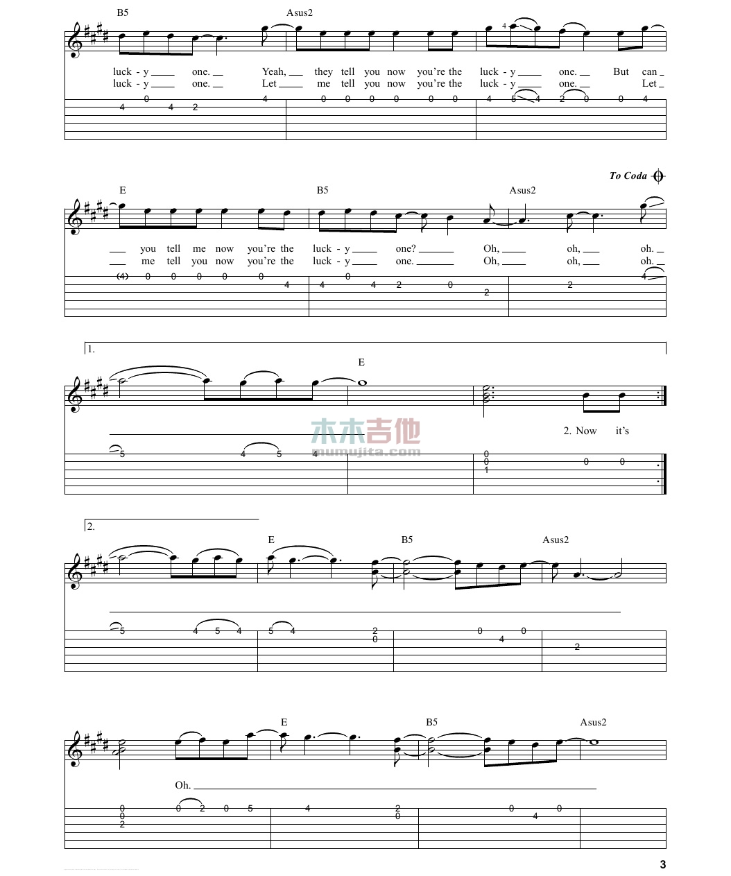The Lucky One(吉他谱)