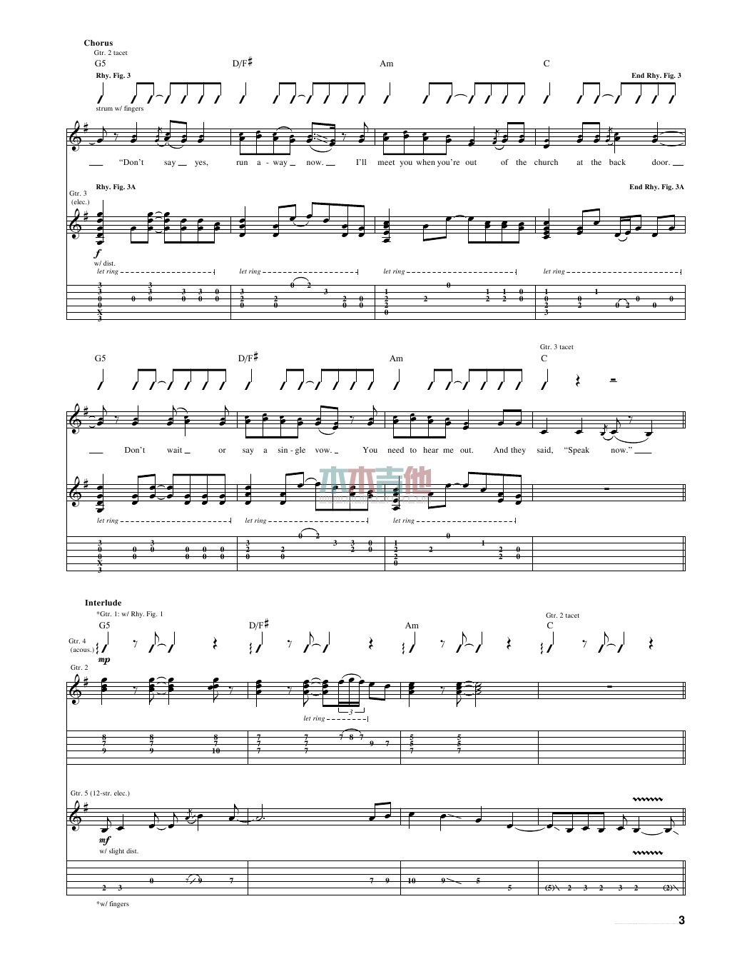 Speak Now(吉他谱)