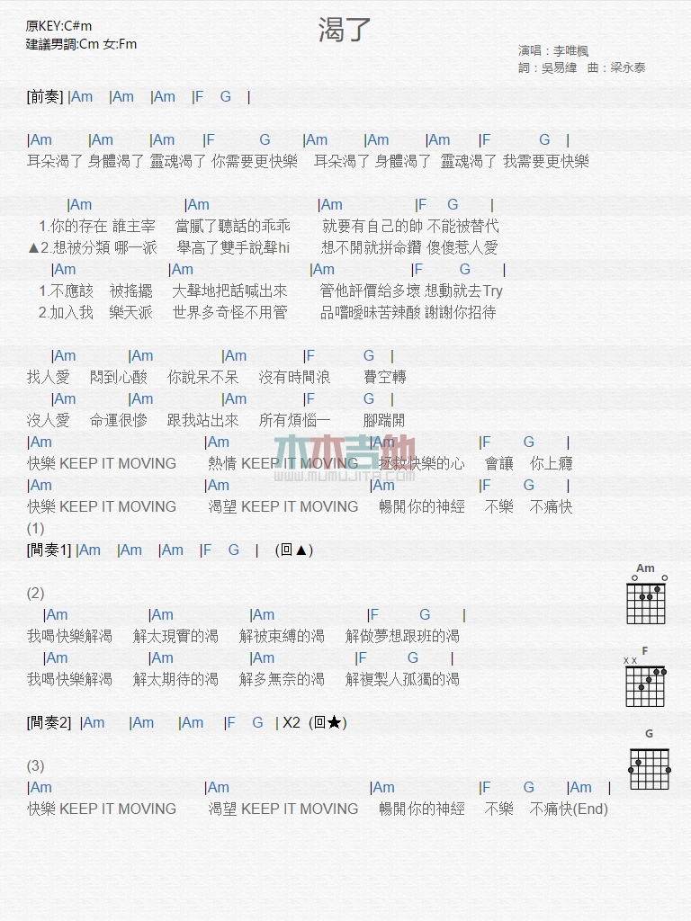 渴了(吉他谱)